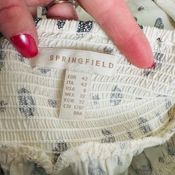 Springfield Paisley Boho Cream and Gray  Short Skirt Women’s Size 8 - Picture 3 of 8